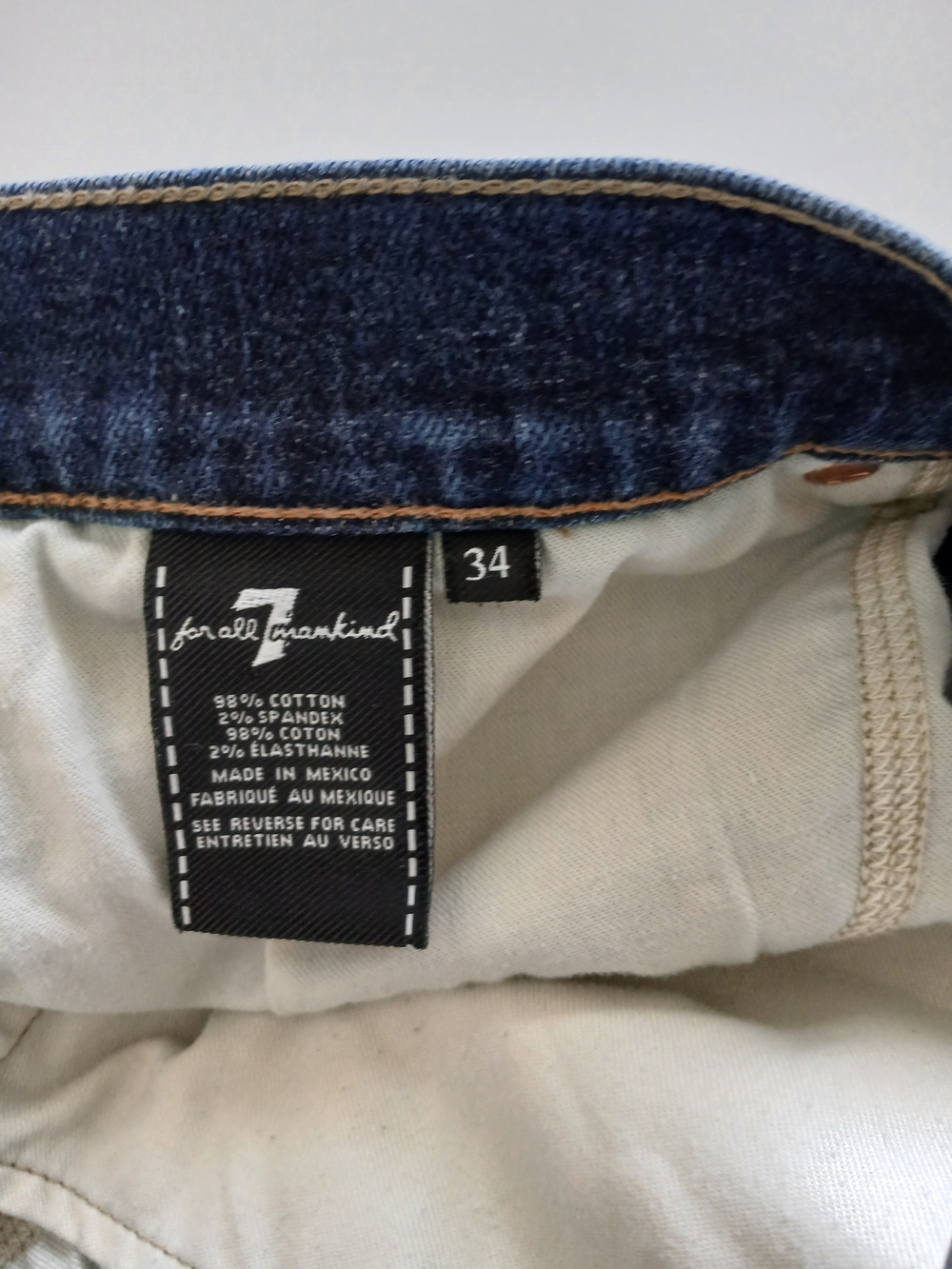 7 For All Mankind Distressed Deep Indigo Jeans Size 34 - Picture 8 of 13